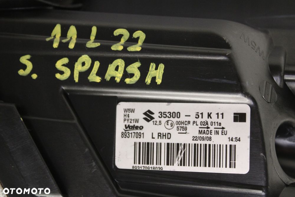 SUZUKI SPLASH 08R- REFLEKTOR LAMPA LEWY PRZÓD LEWA PRZEDNIA - 12