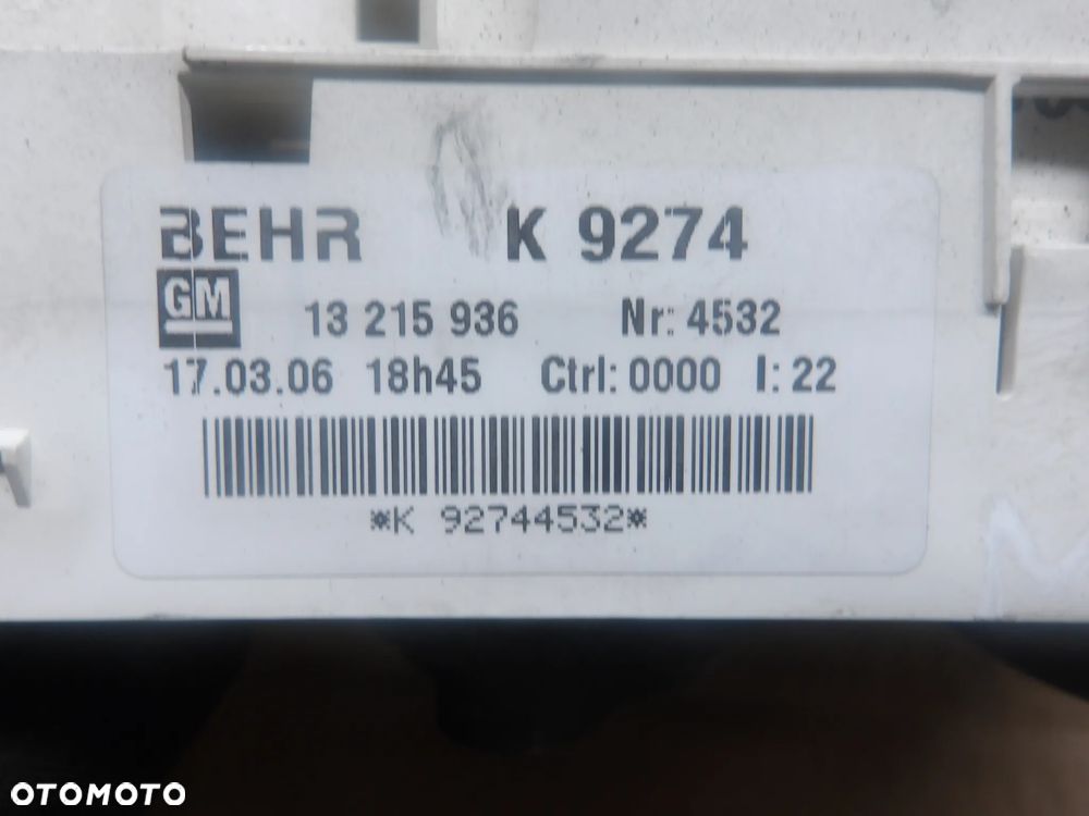 OPEL MERIVA A I LIFT 05-10 1.4B PANEL STEROWANIA NAWIEWU KLIMATYZACJI 13215936 - 6