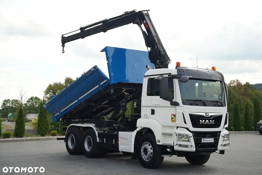 MAN TGS 33.420 / 6x4 / WYWROTKA 3 STRONNA / 2x HYDROBURTA  + HDS HIAB 158 E-2 / MAX 5 900 / AUTOMAT / EURO 6 - 8
