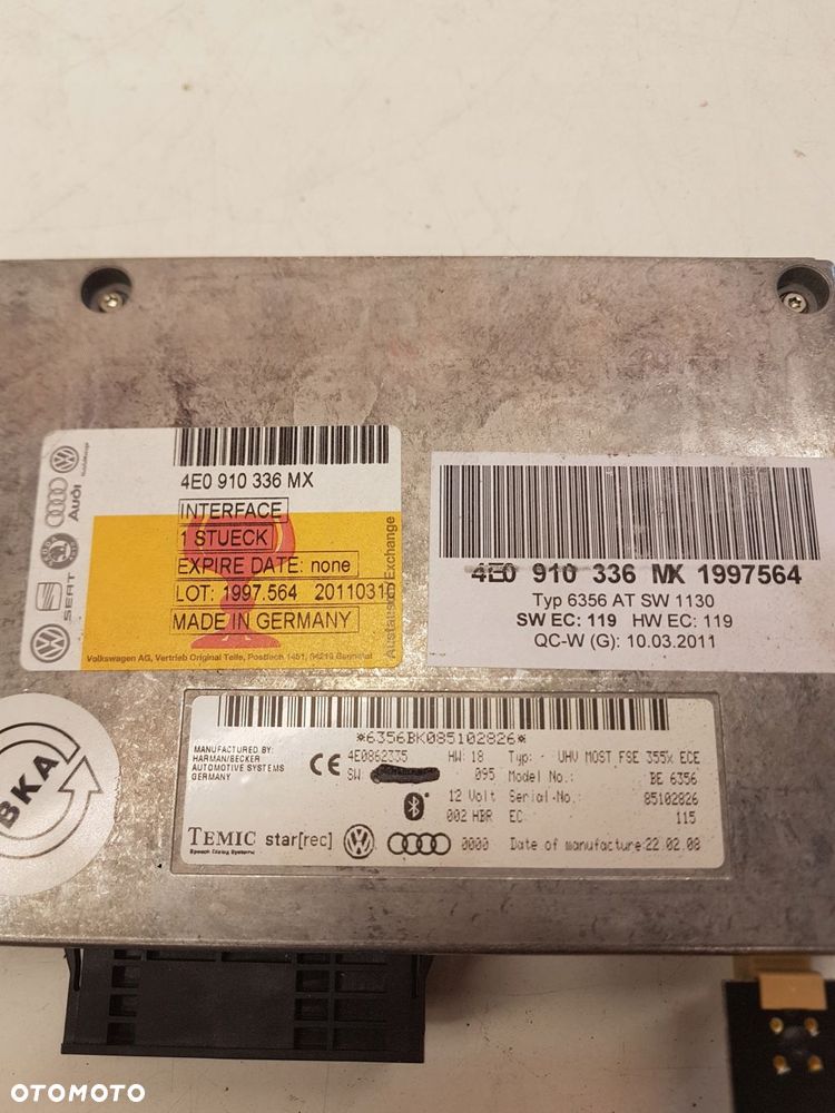 MODUŁ STEROWNIK BLUETOOTH AUDI A4 A5A6 4E0910336MX - 3