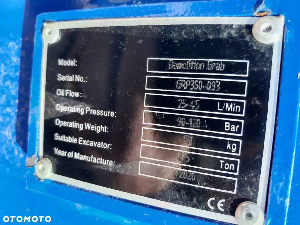 Chwytak hydrauliczny obrotowy sortujący wyburzeniowy kleszcze fi40mm, fi55mm obrotu 171kg. NOWE!!! - 14