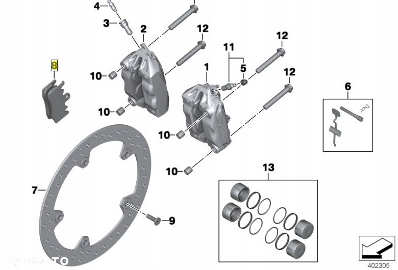 Klocki hamulcowe przednie BMW OE F800 R1250 R1200 GS R NINET GS 34118548028 - 3