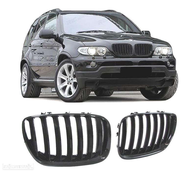 GRELHAS DESPORTIVAS BMW X5 E53 LCI 04-06 PRETO BRILHANTE LOOK M PERFORMANCE - 1