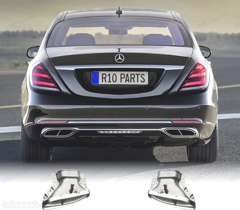 PONTEIRAS DE ESCAPE MERCEDES CLASSE S W222 13-17 LOOK MAYBACH AMG CROMADO - 1