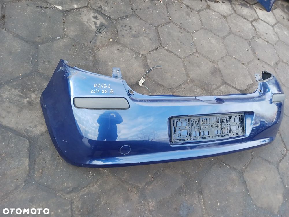 Zderzak tył tylny Renault Clio 3 3D III 05-12 kolor lakier NV432 niebieski granatowy - 3