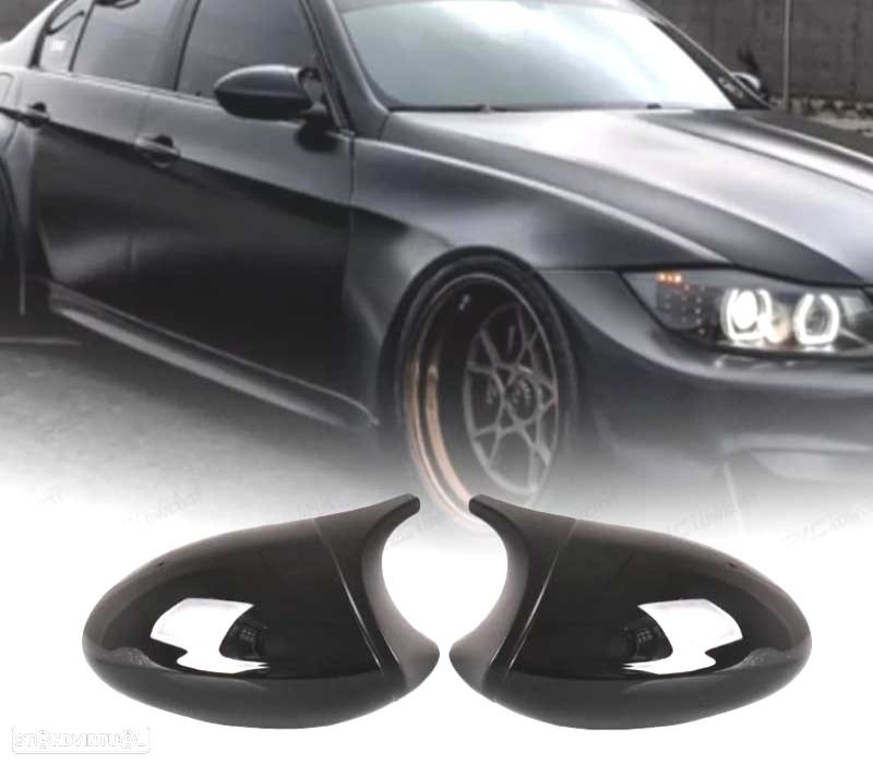 CAPAS ESPELHOS RETROVISORES BMW E81 E82 E87 E88 E90 E91 E92 E93 LOOK M3 PRETO BRILHANTE - 1