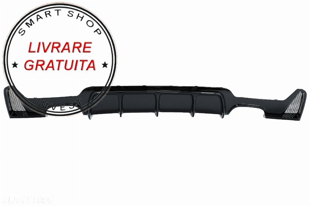 Difuzor Bara Spate Evacuare Dubla BMW Seria 4 F32 F33 F36 (2013-2019) Negru Lucios- livrare gratuita - 1