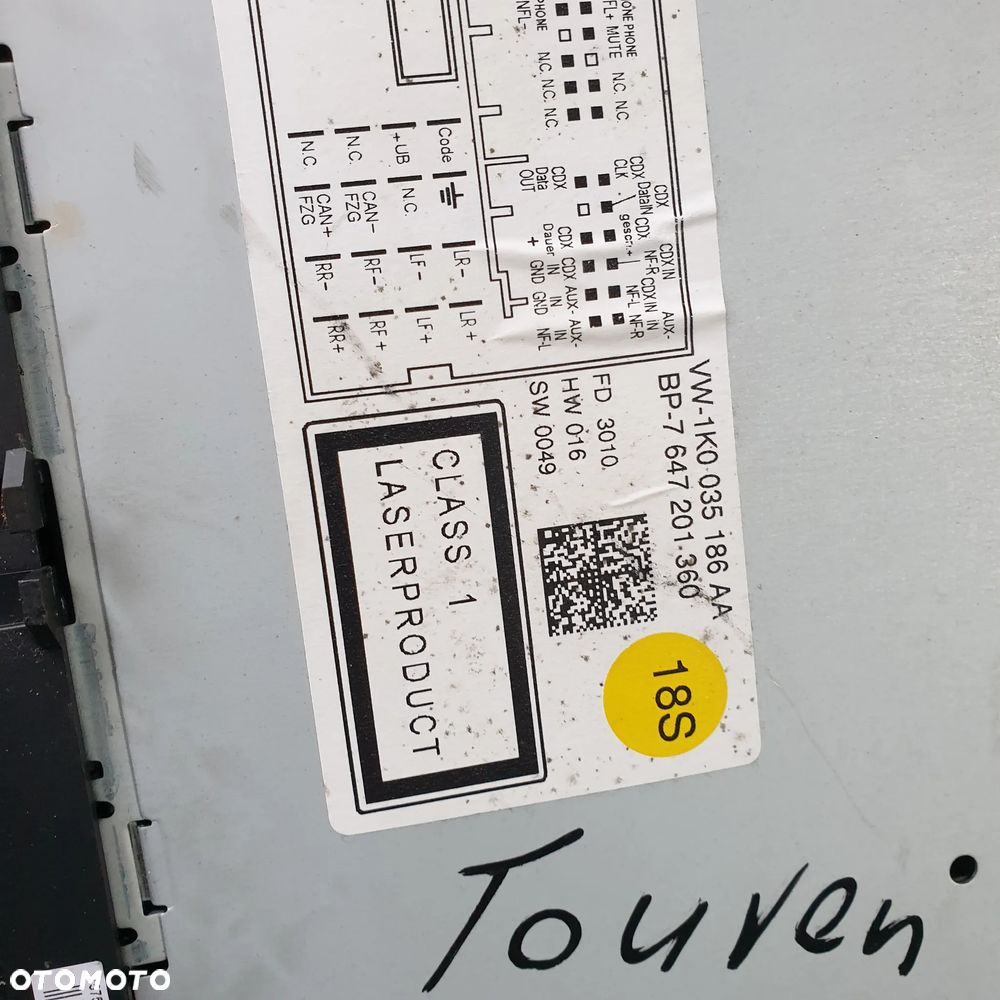 VW TOURAN I LIFT RADIO CD 1K0035186AA 12R - 2