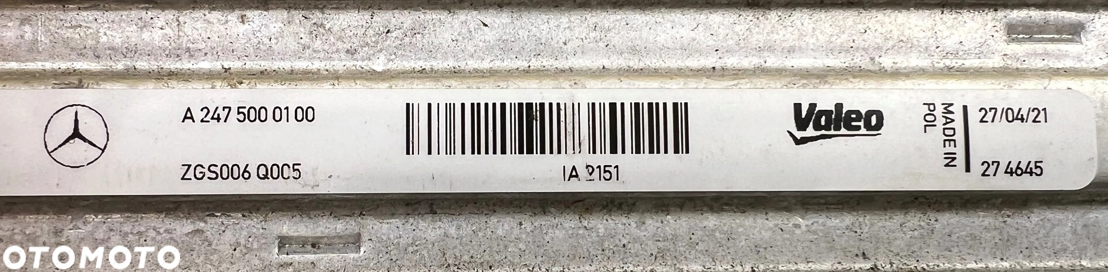 CHŁODNICA POWIETRZA INTERCOOLER MERCEDES  B-KLASA A2475000100 ORYGINAŁ - 3