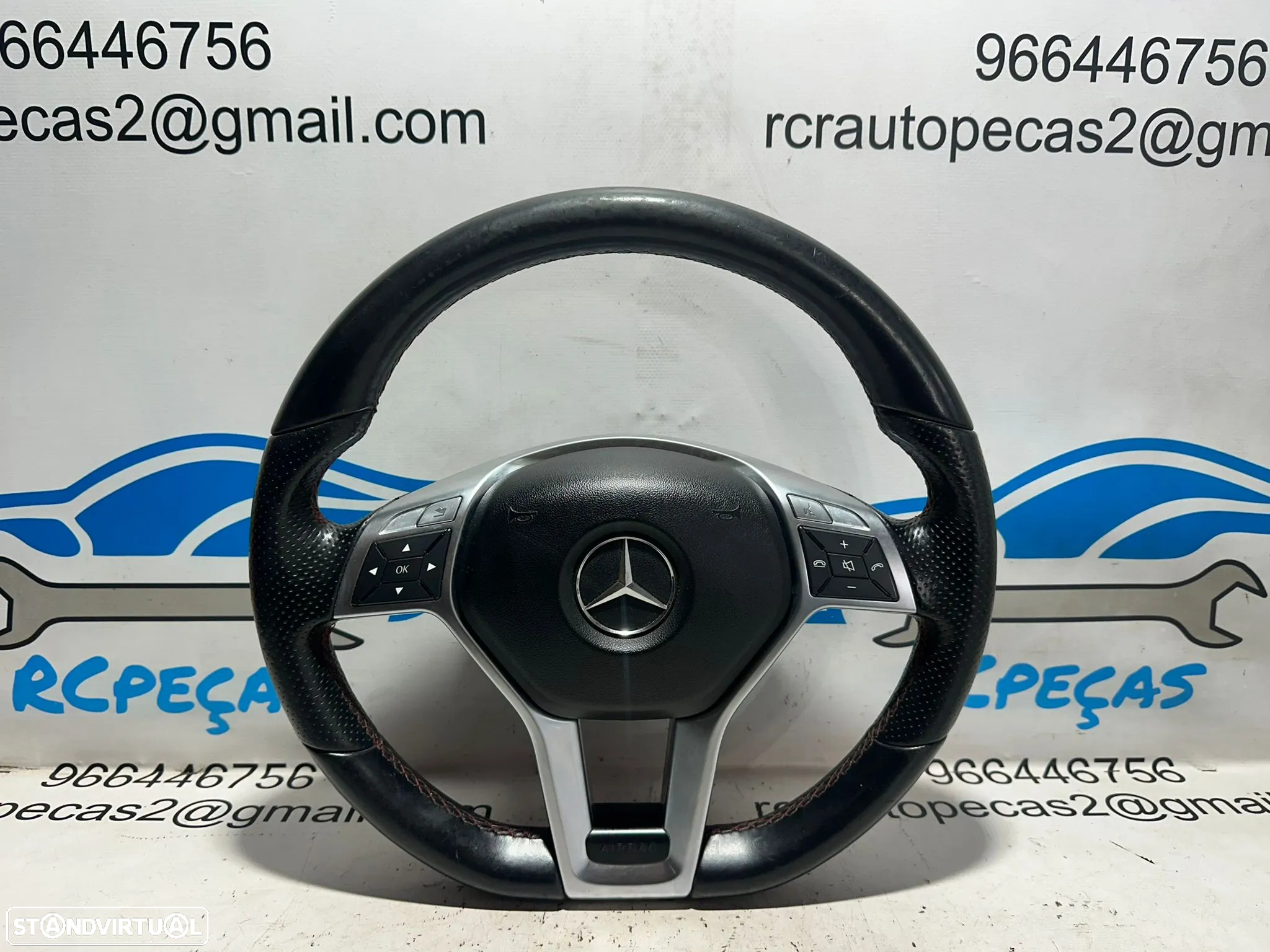 .Volante Guiador Pele Pele Perfurada Multifunções Comandos Patilhas Original AMG Flat Bottom Mercedes Benz Classe A W176 - 3