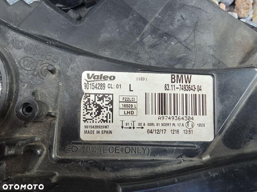 BMW 2 F22 F23 M2 F87 LIFT LCI Lampa lewa przód Full Led Adaptive 7493643-04 - 12