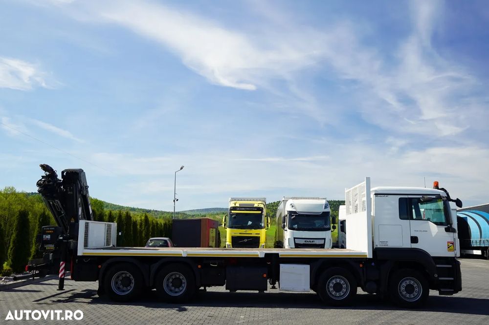 MAN TGS 35.480 / 8x4 / HDS HIAB 288 EP-5, rază de acțiune: 12,7 m / platformă laterală - 7,4 m / capacitate de ridicare: 9400 kg / EURO 6 / RADIOCOMANDĂ - 12