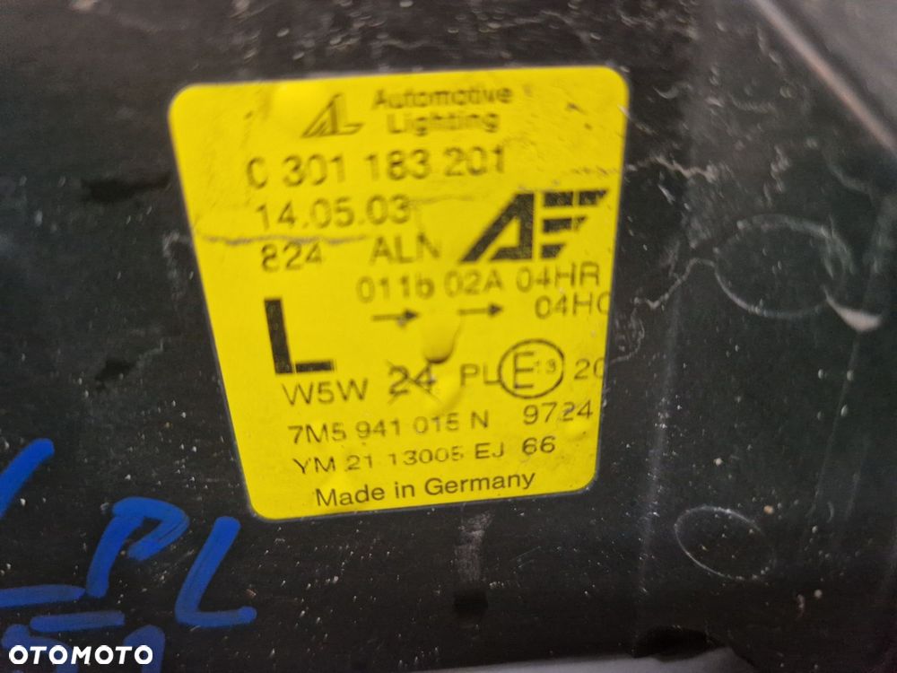 FORD GALAXY VW LAMPA LEWA PRZÓD PRZEDNIA EU 0301183201 7M5941015N - 3