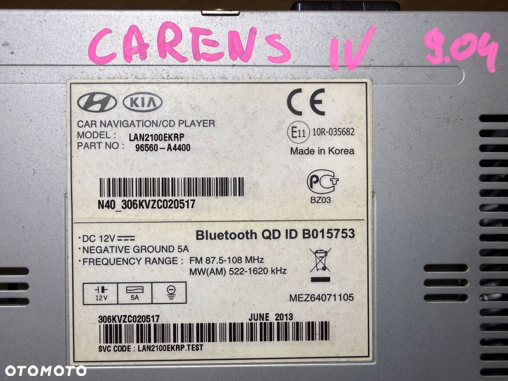 kia carens 4 iv radio nawigacja navi ekran wyświetlacz 96560-a4400 - 6