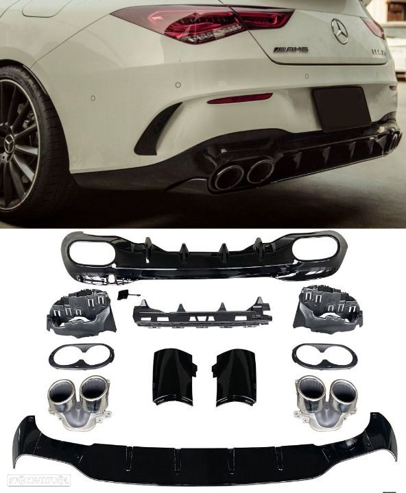 Difusor Traseiro Mercedes CLA (W118) Look CLA35 (Ponteiras Cromadas) - 2