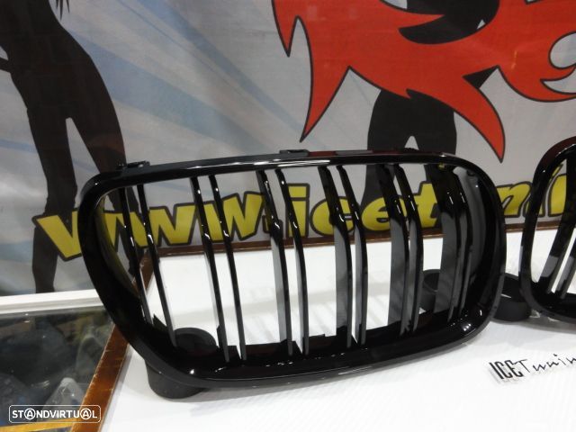 Grelha frontal em plástico ABS para BMW X3 E83 2006-2010 M4 look / dupla lâmina em preto piano brilhante - 2
