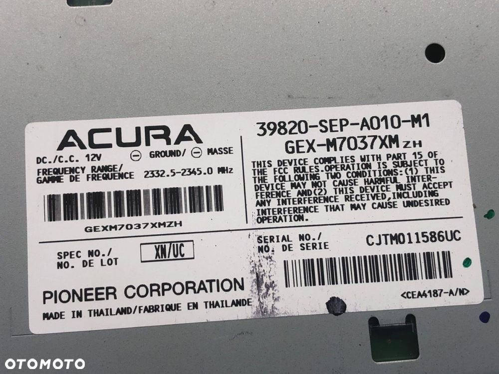 MODUŁ ANTENY  ACURA TL (UC_) 2003 - 2012 3.2 S 198 kW [269 KM] benzyna 2003 - 2008 - 5