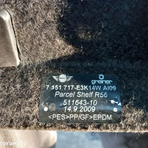 Mini Cooper R55  R56 półka bagażnika - 2