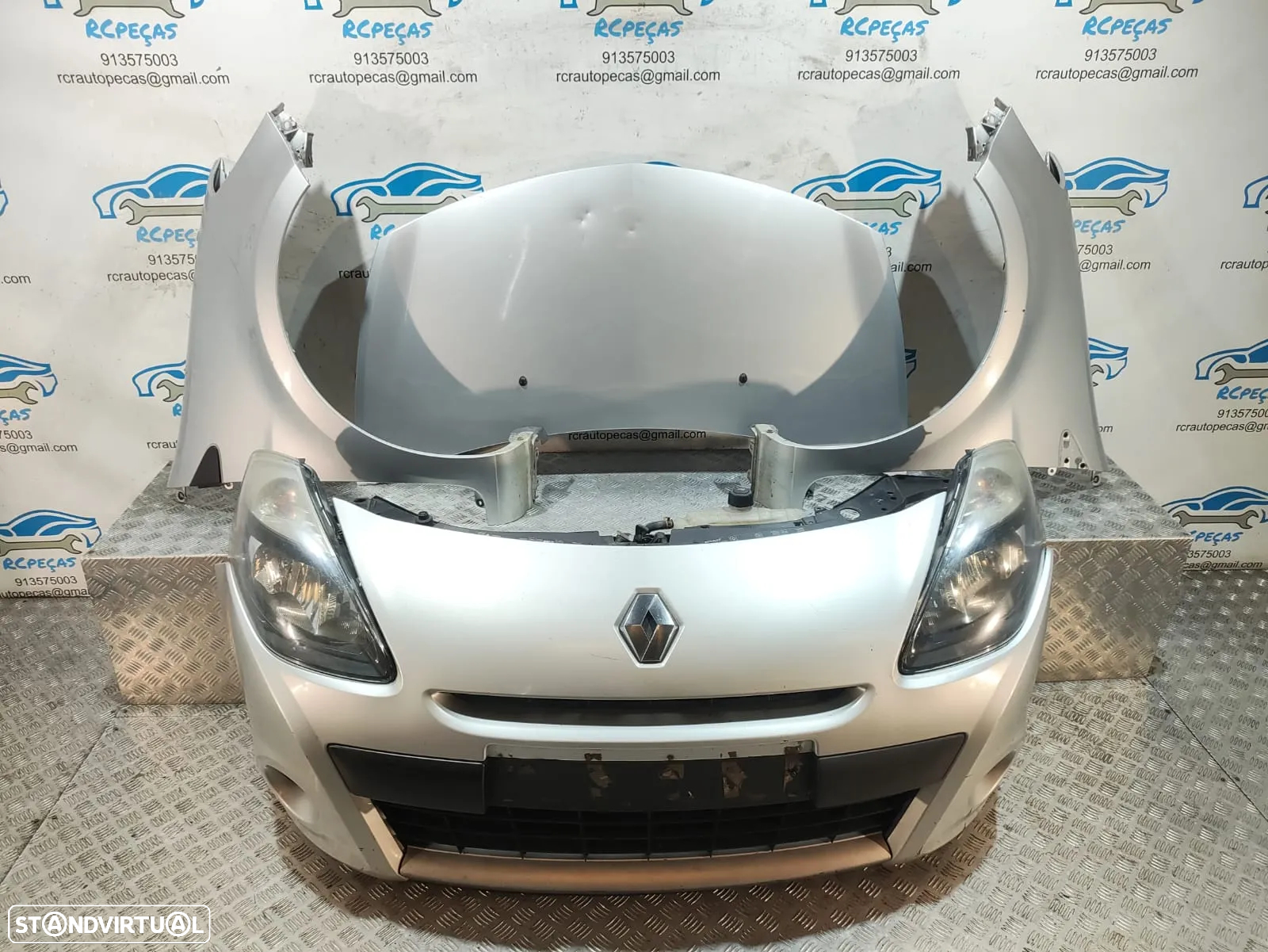 Frente Completa Renault Clio 3 Cinza - Mk3 Fase 2 - Parachoques | Farol | Simbolo | Guarda Lamas | Capo | Capot | Parachoque | Frontal | Guarda Lama | Farol | Radiador | Ventilador | Fibra - 9