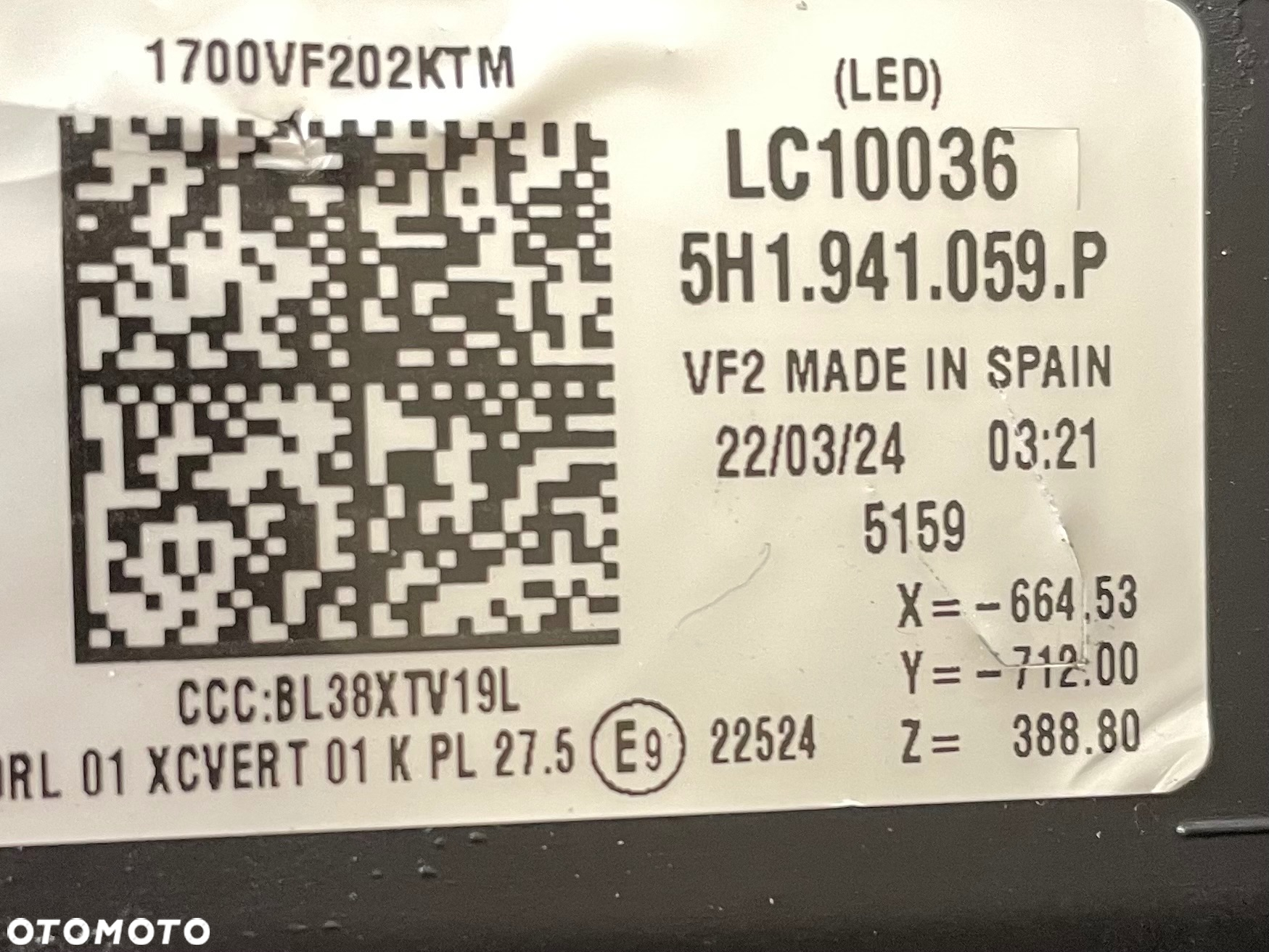VW GOLF 8 LAMPY PRZÓD LEWA PRAWA IQ LIGHT MATRIX KOMPLETNE Z MODUŁAMI 5H1941059P 5H1941060P - 9
