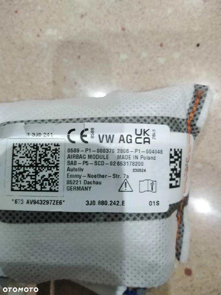 VW PASSAT B9 poduszka powietrzna w fotel prawa strona 3J0 880 242 E - 4