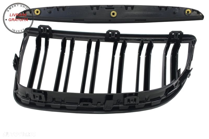 Grile Centrale Duble BMW Seria 3 E90 E91 Pre-LCI (2005-2008) M-Design Negru Lucios- livrare gratuita - 6