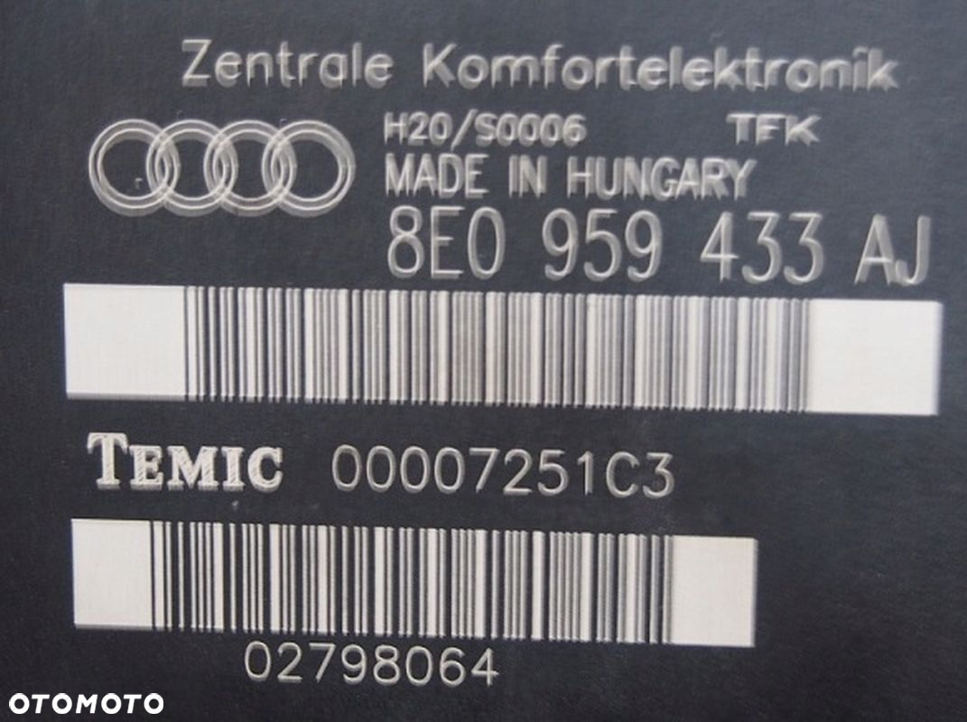 MODUŁ KOMFORTU AUDI A4 B6 / B7 8E0959433AJ - 2