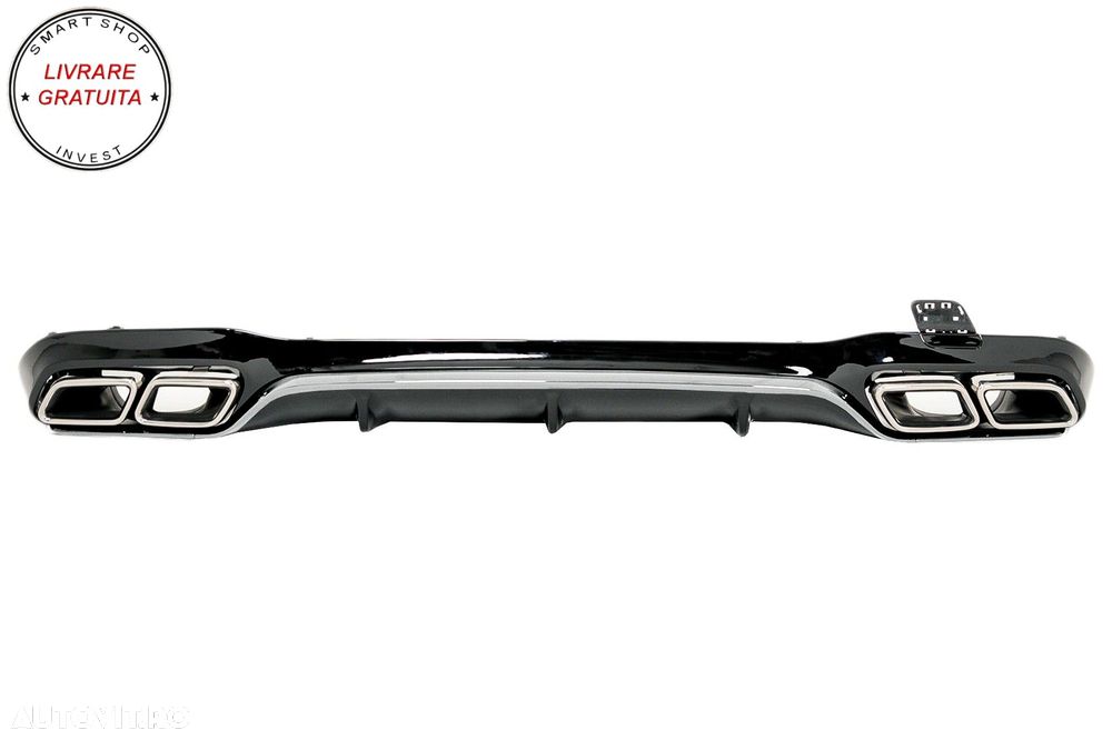 Difuzor Bara Spate cu Ornamente Toba Crom Mercedes E-Class W213 Sport Line (2016-2- livrare gratuita - 1