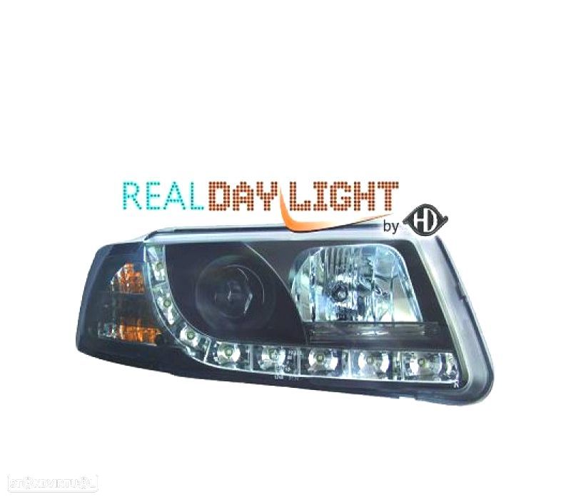 FARÓIS FRONTAIS PARA VOLKSWAGEN VW PASSAT B5 96-00 DRL PRETO - 1