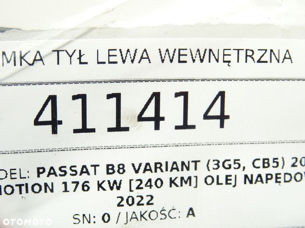 KLAMKA TYŁ LEWA WEWNĘTRZNA - 88.00 PLN - VW PASSAT B8 Variant (3G5, CB5) 2014 - 2022 2.0 TDI - 5