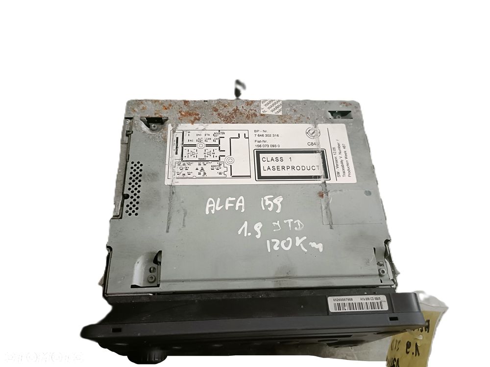 ALFA ROMEO 159 05-11 r. RADIO RADIOODTWARZACZ RADIOODBIORNIK BLAUPUNKT 7646302316 EU + - 2