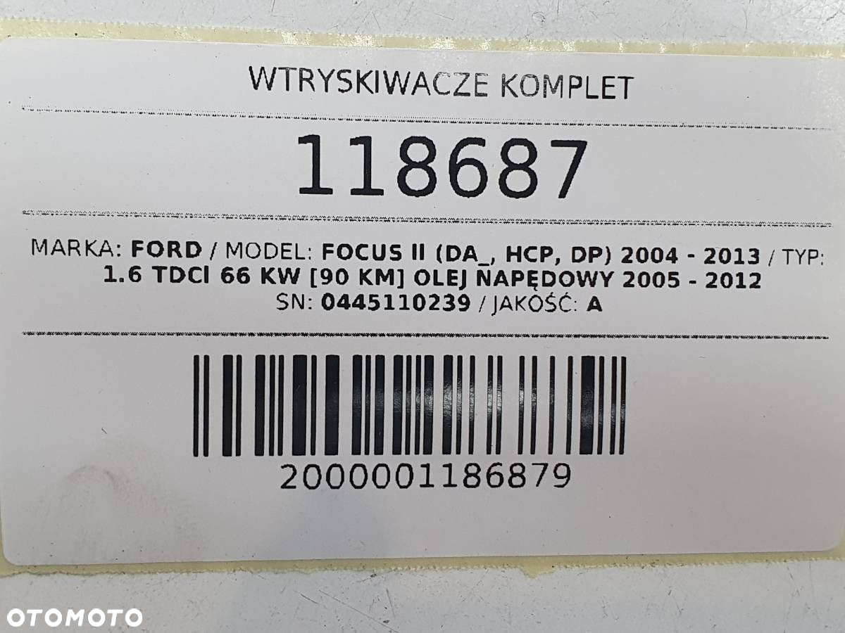 WTRYSKIWACZE 1.6 TDCI HDI 0445110239 CITROEN FORD FOCUS MK2 - 6