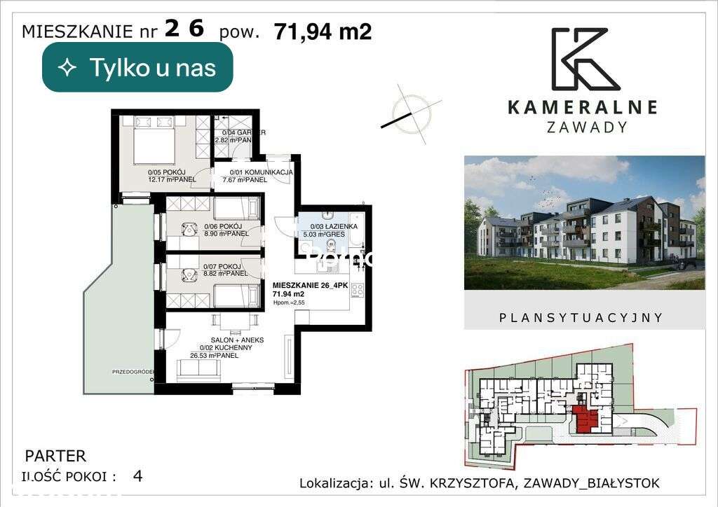 Kameralne Zawady - 71,94m2 z ogródkiem
