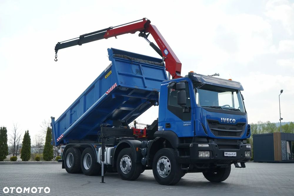 Iveco TRAKKER 410 EEV / 8X4 / Wywrotka 2 STRONNA / HYDROBURTA / BORDMATIC / HDS HMF 1730 K2 / EURO 5 EEV - 7