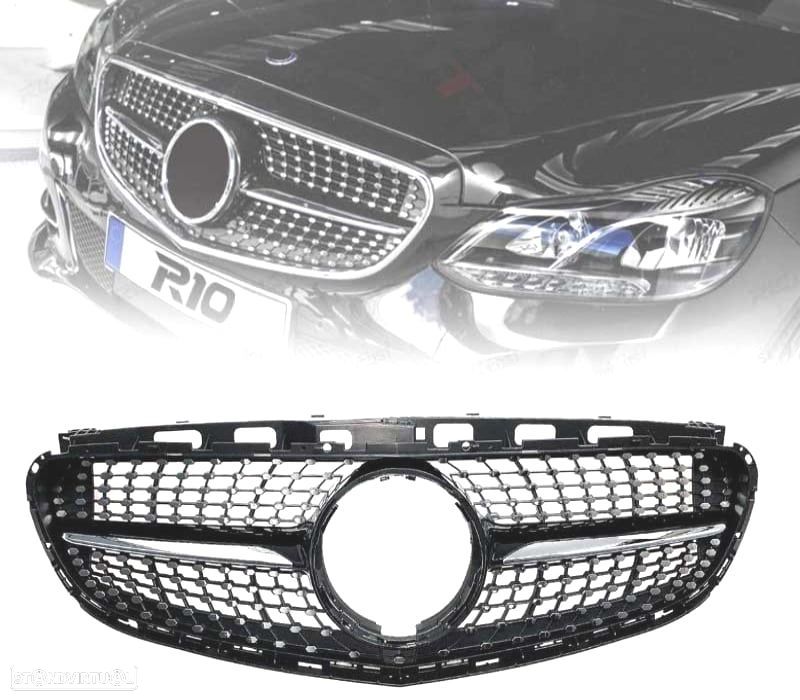 GRELHA DIANTEIRA MERCEDES CLASE E W212 AMG 14-16 LOOK DIAMOND PRETO - 1