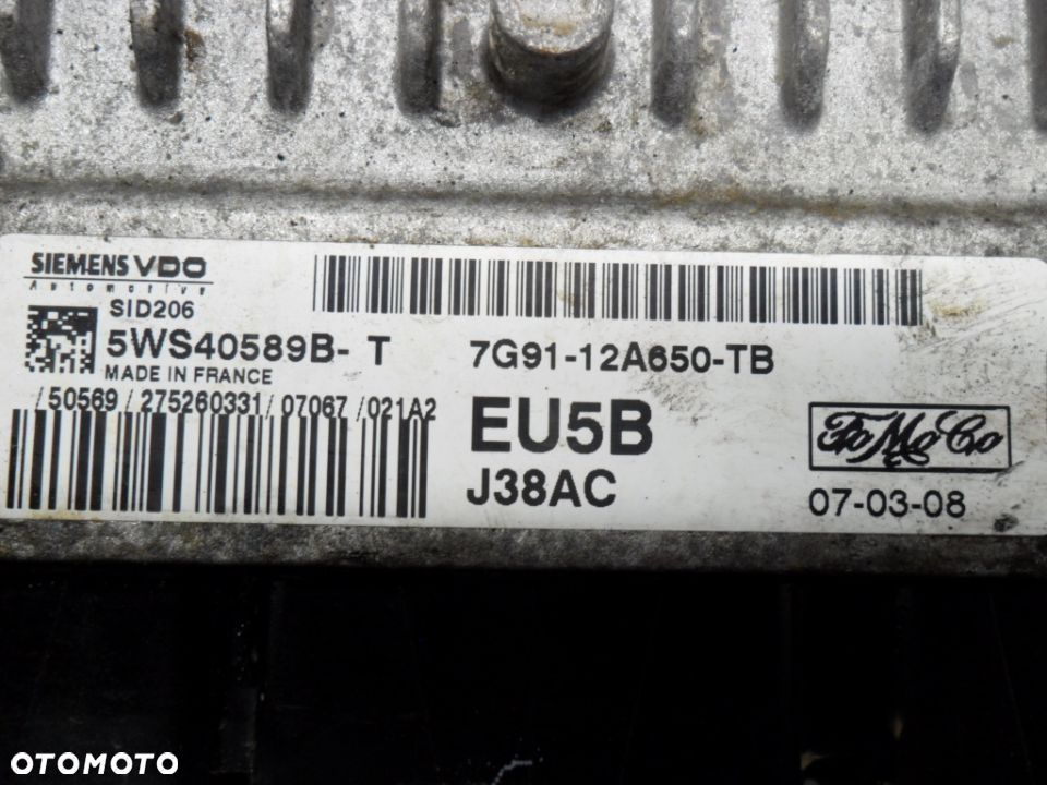 FORD S-MAX 06-09 STEROWNIK KOMPUTER SILNIKA 7G91-12A650-TB - 2