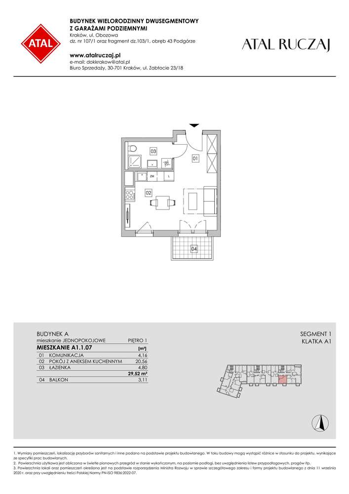 1-pokojowe mieszkanie 29m2 + balkon - Pełny obrazek: 2/14