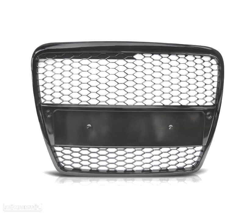 GRELHA FRONTAL AUDI A6 C6 04-08 LOOK RS PRETO BRILHANTE - 3