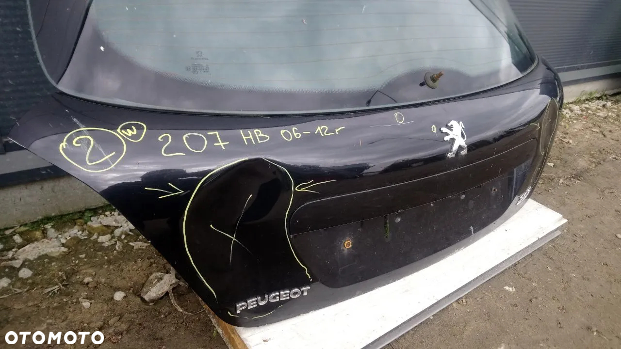 KLAPA SZYBA  PEUGEOT 207 HATCHBACK SZARA, CZARNA HB - 5