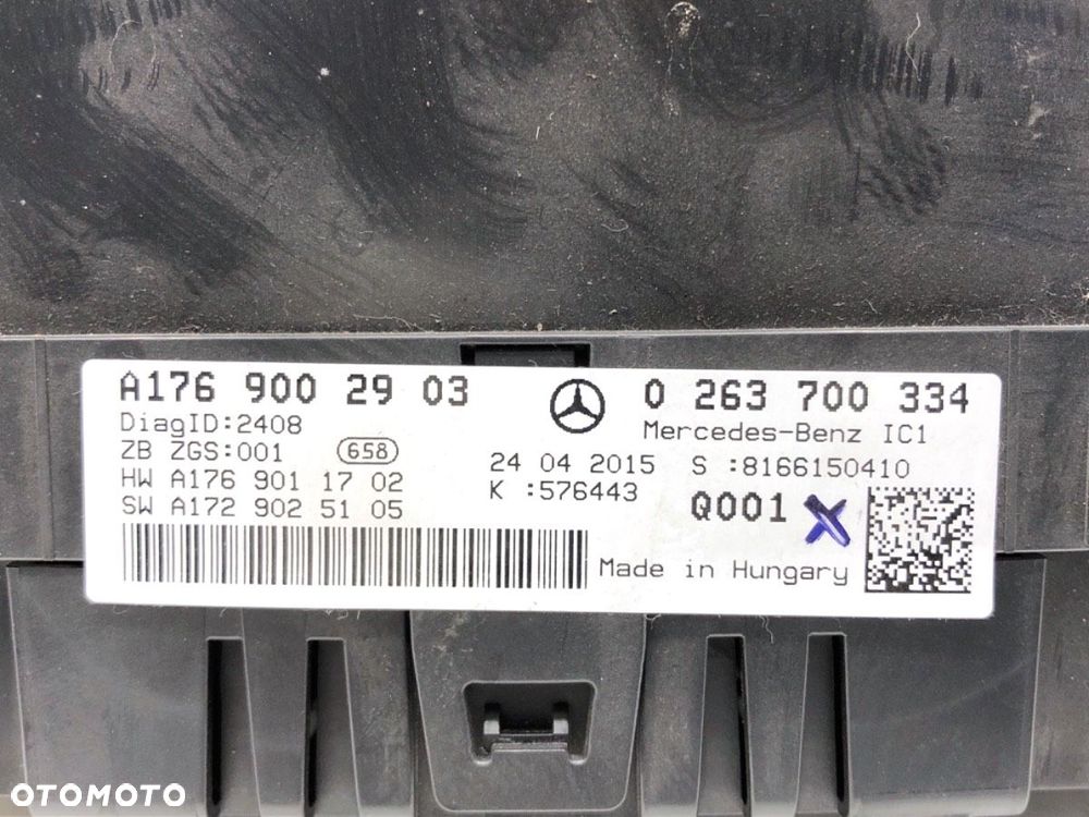 LICZNIK  MERCEDES-BENZ KLASA A (W176) 2012 - 2018 A 180 (176.042) 90 kW [122 KM] benzyna 2012 - 2018 - 5