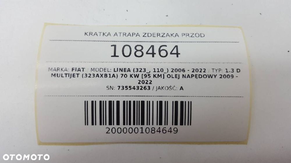 KRATKA ATRAPA ZDERZAKA PRZÓD FIAT LINEA LIFT 2013 CHROM 735543263 - 7