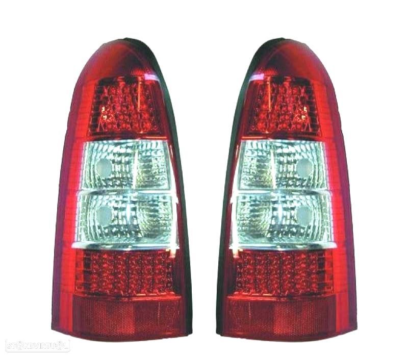 FAROLINS TRASEIROS LED OPEL ASTRA CARAVAN 97-04 VERMELHO BRANCO - 1