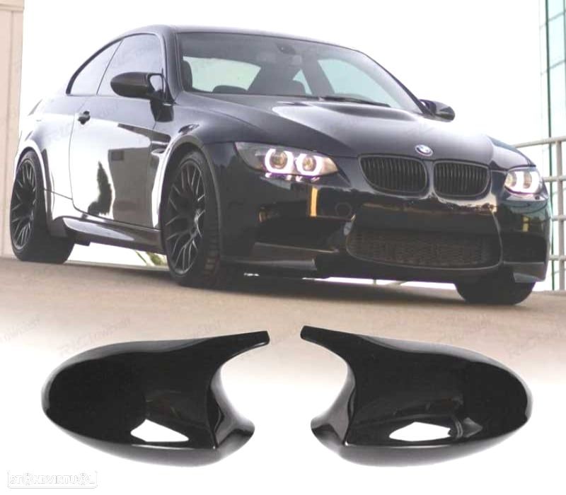 CAPAS DE ESPELHOS RETROVISORES BMW E92 E93 06-10 LOOK M3 PRETO BRILHANTE - 1