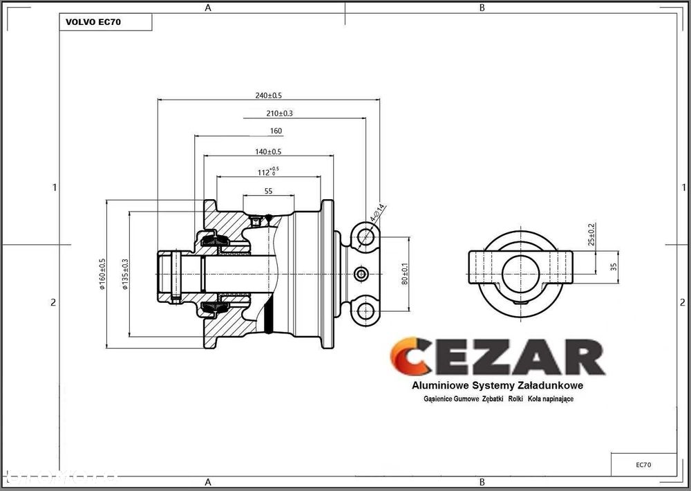Rolka Podtrzymująca Volvo EC70, EC70HD - 1