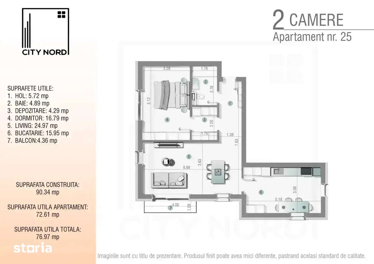Bucatarie inchisa 16 mp! Pereti interiori caramida - Imagine principală: 3/8