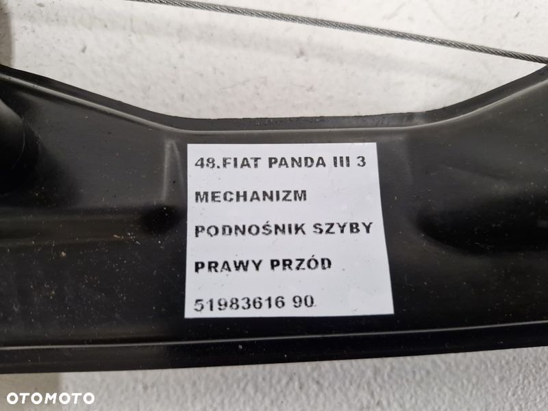 FIAT PANDA III 3 MECHANIZM PODNOŚNIK SZYBY PRAWY PRZÓD PRZEDNI 2 PIN 51983616 - 3
