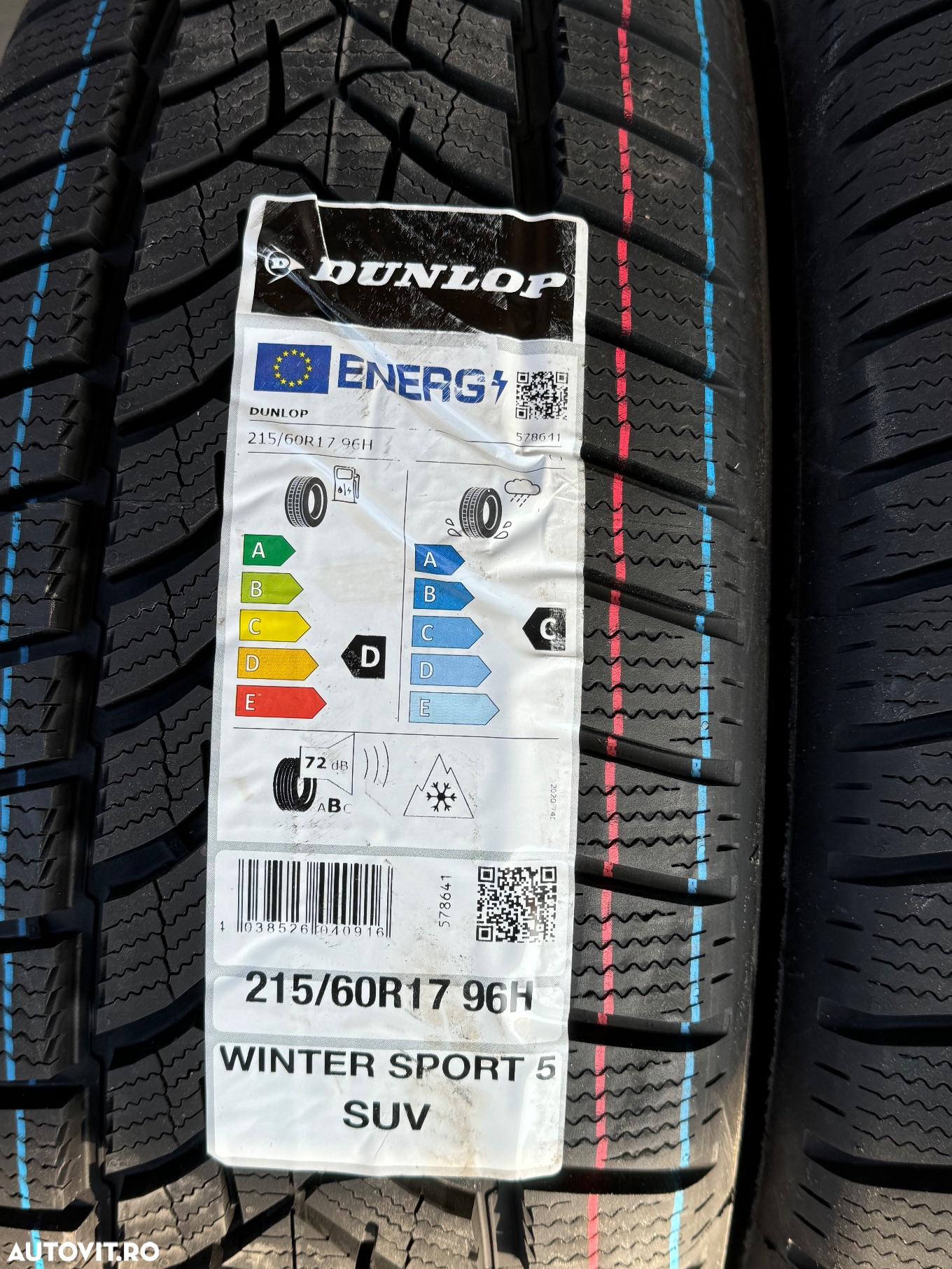 Vând 4 anvelope 215/60/17 Dunlop de iarnă noi - 2