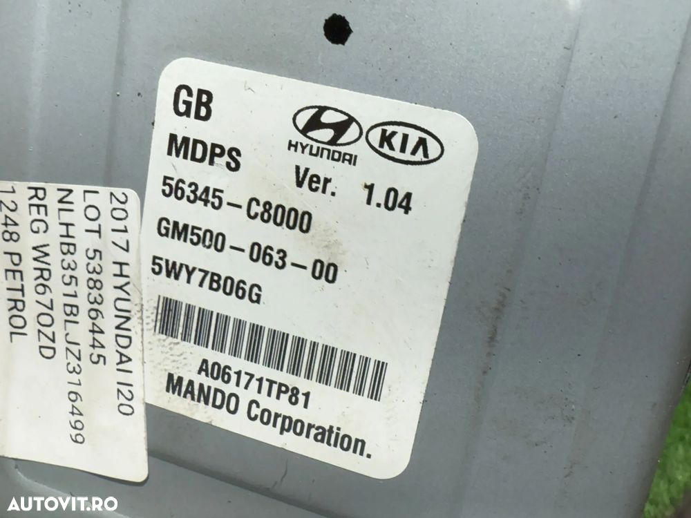 COLOANA DIRECTIE / AX VOLAN HYUNDAI I20 15 SE MPI 1.2 BENZINA 2017 COD OEM 56300-C8600 / 56345-C8000 / HATCHBACK 2014-2020 - 8