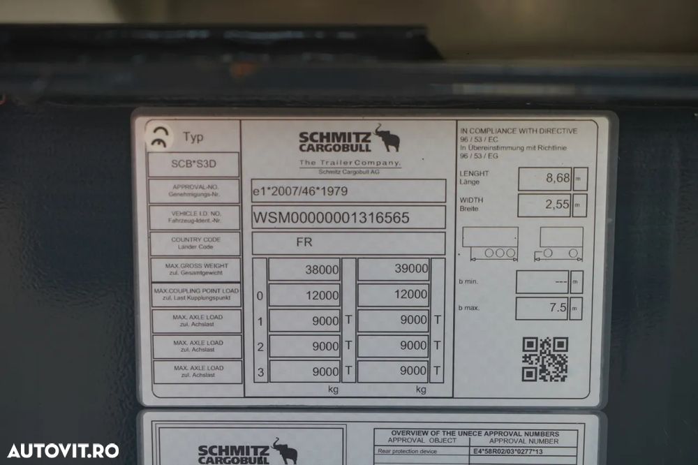 Schmitz Cargobull / BASCĂLĂTOR / 26 m3 / HIDROCLAPEATĂ / AXĂ RIDICABILĂ / - 23