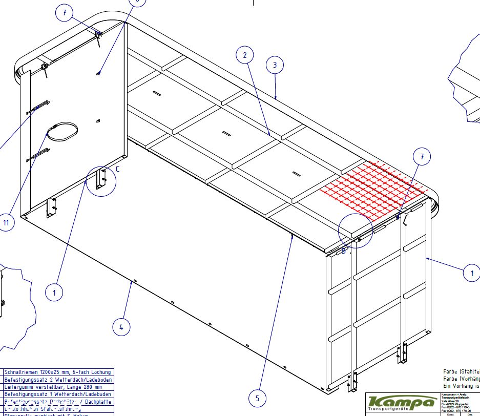 Ackermann KAMPA niemiecka przyczepa przemysłowa udźwig 5 ton 190x550cm dach + plandeka firanka, jak NOWA pociąg transportowy z 2 przyczep - 35